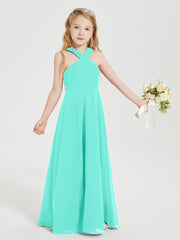 Junior Bridesmaid Dresses Grecian Neckline Floor Length Spa