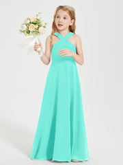 Junior Bridesmaid Dresses Grecian Neckline Floor Length Spa