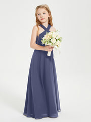 Junior Bridesmaid Dresses Grecian Neckline Floor Length Stormy