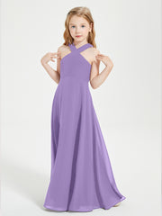 Junior Bridesmaid Dresses Grecian Neckline Floor Length Tahiti