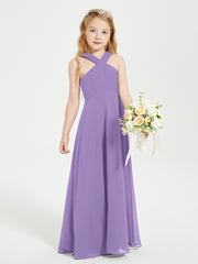 Junior Bridesmaid Dresses Grecian Neckline Floor Length Tahiti
