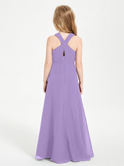 Junior Bridesmaid Dresses Grecian Neckline Floor Length Tahiti