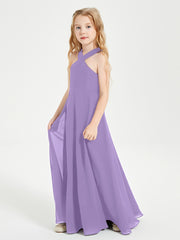 Junior Bridesmaid Dresses Grecian Neckline Floor Length Tahiti