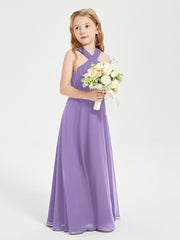 Junior Bridesmaid Dresses Grecian Neckline Floor Length Tahiti