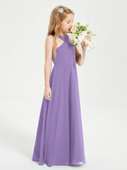 Junior Bridesmaid Dresses Grecian Neckline Floor Length Tahiti