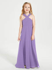 Junior Bridesmaid Dresses Grecian Neckline Floor Length Tahiti