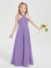 Junior Bridesmaid Dresses Grecian Neckline Floor Length Tahiti