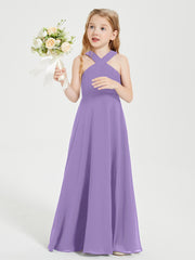 Junior Bridesmaid Dresses Grecian Neckline Floor Length Tahiti