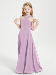 Junior Bridesmaid Dresses Grecian Neckline Floor Length Wisteria