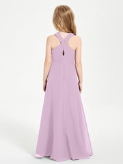 Junior Bridesmaid Dresses Grecian Neckline Floor Length Wisteria