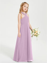 Junior Bridesmaid Dresses Grecian Neckline Floor Length Wisteria