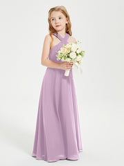Junior Bridesmaid Dresses Grecian Neckline Floor Length Wisteria