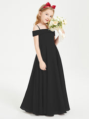 Chic Junior Bridesmaid Dresses Off the Shoulder Black
