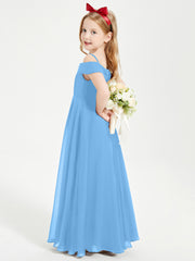 Chic Junior Bridesmaid Dresses Off the Shoulder Blue