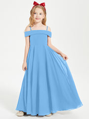 Chic Junior Bridesmaid Dresses Off the Shoulder Blue