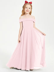 Chic Junior Bridesmaid Dresses Off the Shoulder Blushing Pink
