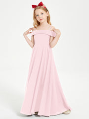 Chic Junior Bridesmaid Dresses Off the Shoulder Blushing Pink
