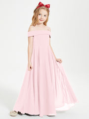 Chic Junior Bridesmaid Dresses Off the Shoulder Blushing Pink