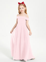 Chic Junior Bridesmaid Dresses Off the Shoulder Blushing Pink