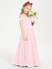 Chic Junior Bridesmaid Dresses Off the Shoulder Blushing Pink
