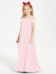 Chic Junior Bridesmaid Dresses Off the Shoulder Blushing Pink