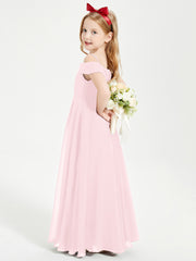 Chic Junior Bridesmaid Dresses Off the Shoulder Blushing Pink
