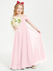 Chic Junior Bridesmaid Dresses Off the Shoulder Blushing Pink