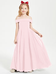 Chic Junior Bridesmaid Dresses Off the Shoulder Blushing Pink