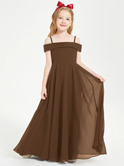 Chic Junior Bridesmaid Dresses Off the Shoulder Brown