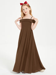 Chic Junior Bridesmaid Dresses Off the Shoulder Brown