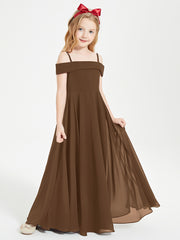 Chic Junior Bridesmaid Dresses Off the Shoulder Brown