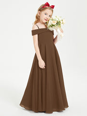 Chic Junior Bridesmaid Dresses Off the Shoulder Brown