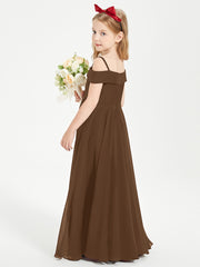 Chic Junior Bridesmaid Dresses Off the Shoulder Brown