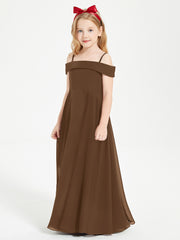 Chic Junior Bridesmaid Dresses Off the Shoulder Brown
