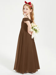 Chic Junior Bridesmaid Dresses Off the Shoulder Brown