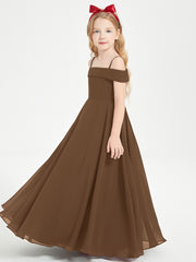 Chic Junior Bridesmaid Dresses Off the Shoulder Brown