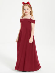 Chic Junior Bridesmaid Dresses Off the Shoulder Burgundy