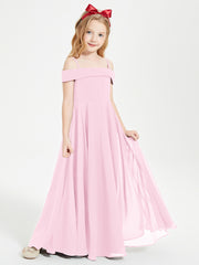 Chic Junior Bridesmaid Dresses Off the Shoulder Candy Pink
