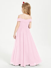 Chic Junior Bridesmaid Dresses Off the Shoulder Candy Pink