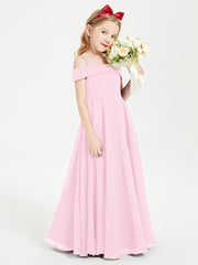 Chic Junior Bridesmaid Dresses Off the Shoulder Candy Pink