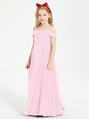 Chic Junior Bridesmaid Dresses Off the Shoulder Candy Pink