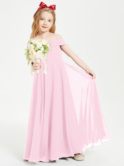 Chic Junior Bridesmaid Dresses Off the Shoulder Candy Pink