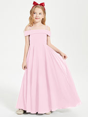 Chic Junior Bridesmaid Dresses Off the Shoulder Candy Pink