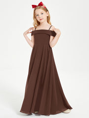 Chic Junior Bridesmaid Dresses Off the Shoulder Chocolate