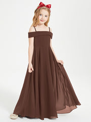 Chic Junior Bridesmaid Dresses Off the Shoulder Chocolate