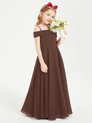 Chic Junior Bridesmaid Dresses Off the Shoulder Chocolate