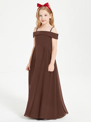 Chic Junior Bridesmaid Dresses Off the Shoulder Chocolate