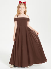 Chic Junior Bridesmaid Dresses Off the Shoulder Chocolate