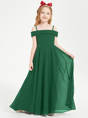 Chic Junior Bridesmaid Dresses Off the Shoulder Dark Green