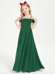 Chic Junior Bridesmaid Dresses Off the Shoulder Dark Green